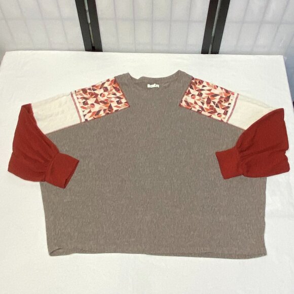 Maurices XL Long Sleeve Scoop Neck Dolman Top Mixed Fabric Pullover Blouse - Picture 8 of 13